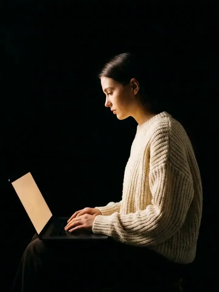 A Moontian at a laptop