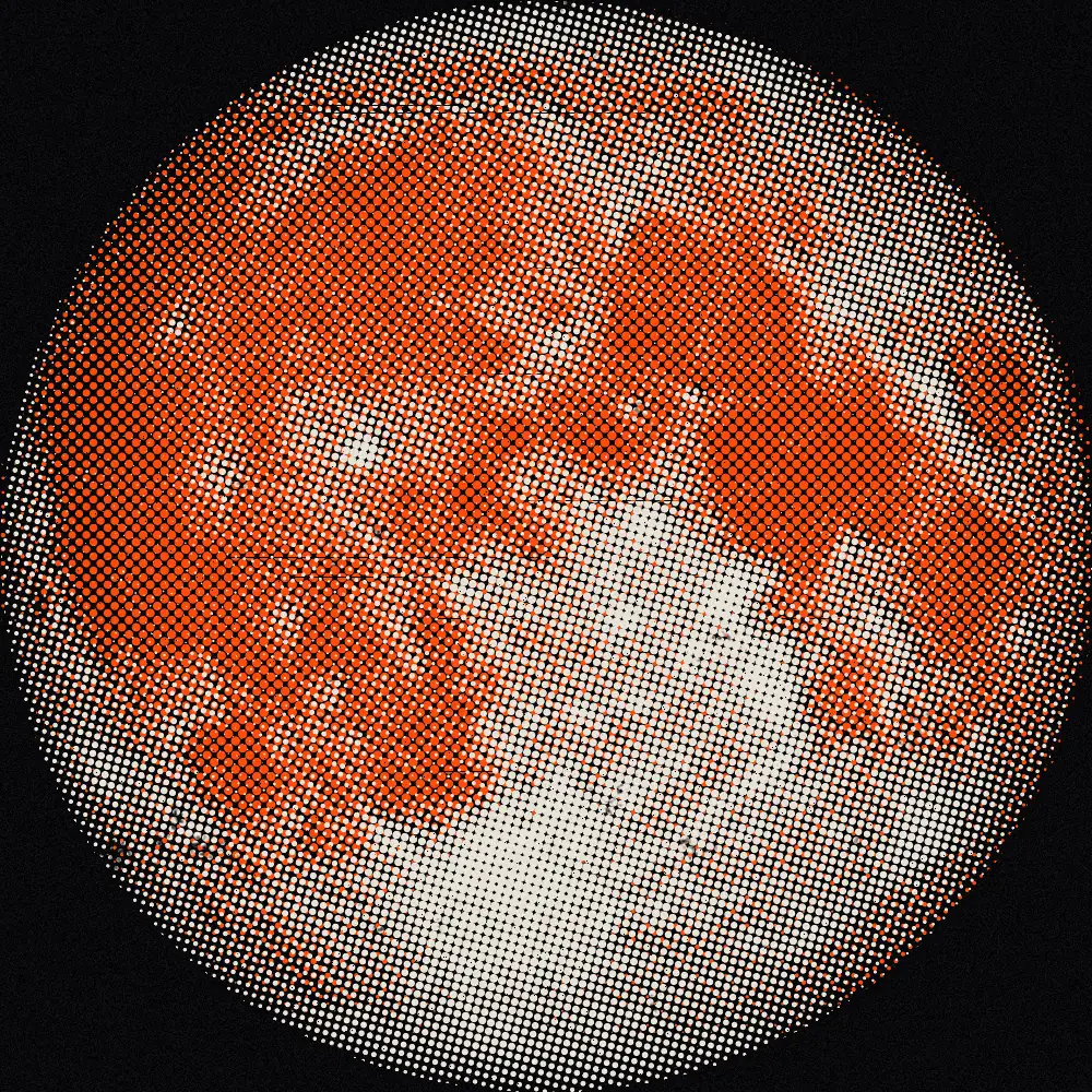 The full Moon as an orange and paper screen print