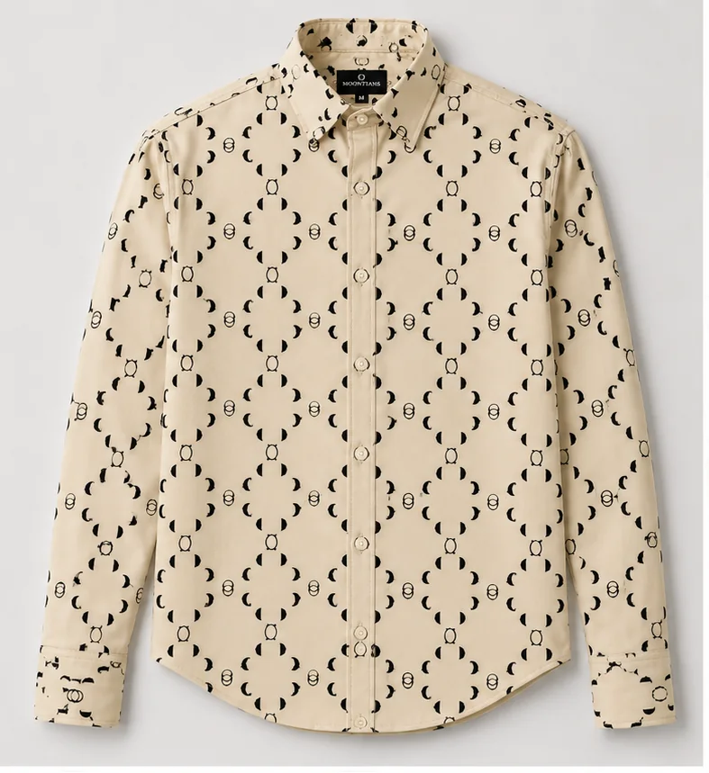 Beige Lunar Monogram Spectrum shirt with moon-phase print