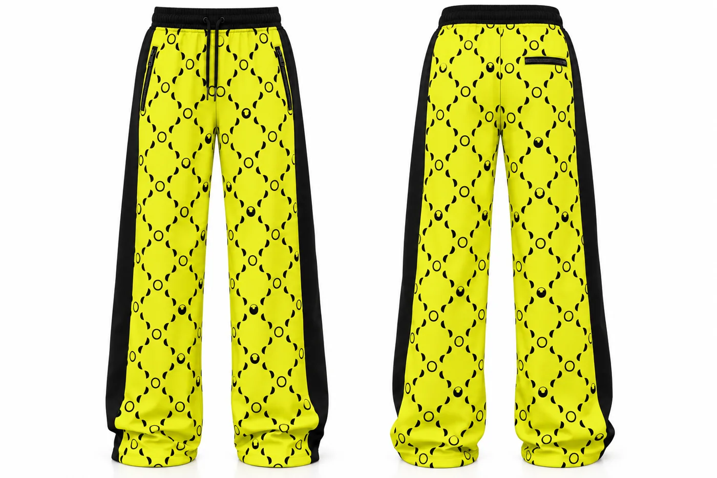 Women's yellow Lunar Monogram Spectrum track pants, front and back