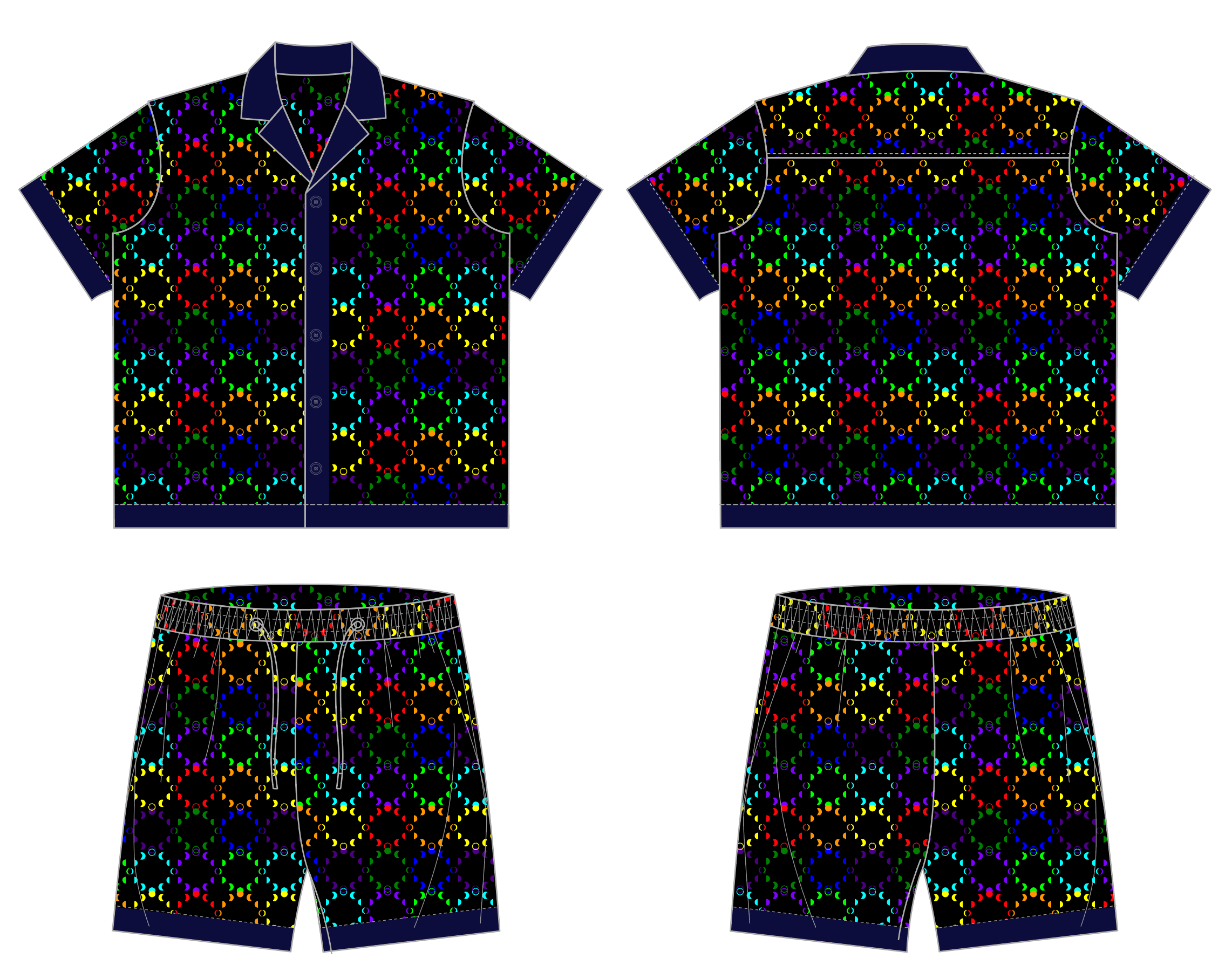 Lunar Monogram Spectrum Silk Set - Colorful moon pattern