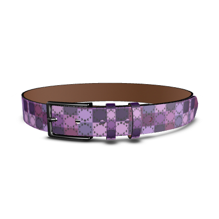 Luxury belt with purple checkered pattern and moon phases